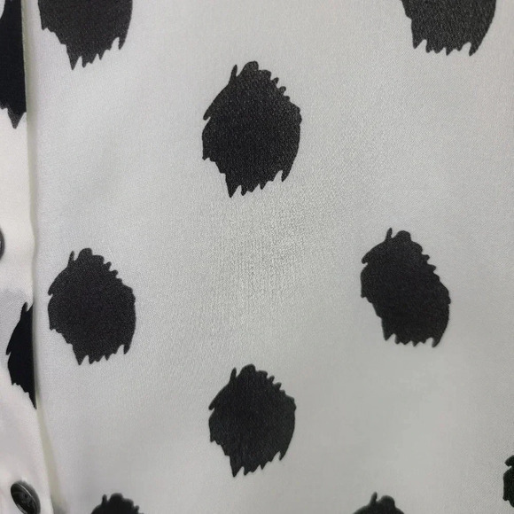 L'Agence Nina 100% Silk Black White Ivory Polka Dot Semi Sheer Blouse Top XS - Picture 7 of 12
